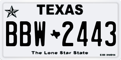 TX license plate BBW2443