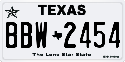 TX license plate BBW2454