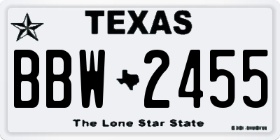 TX license plate BBW2455