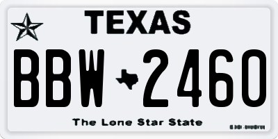 TX license plate BBW2460