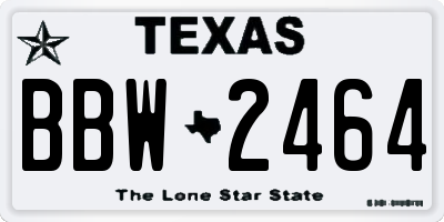 TX license plate BBW2464