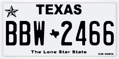 TX license plate BBW2466
