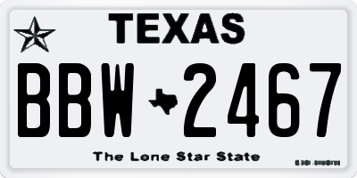 TX license plate BBW2467