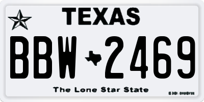 TX license plate BBW2469