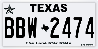 TX license plate BBW2474