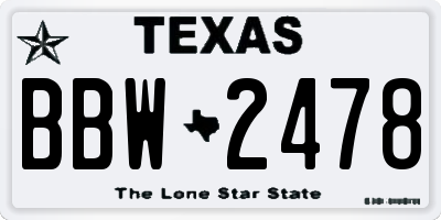 TX license plate BBW2478