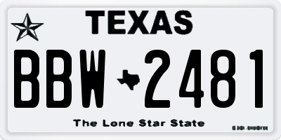 TX license plate BBW2481