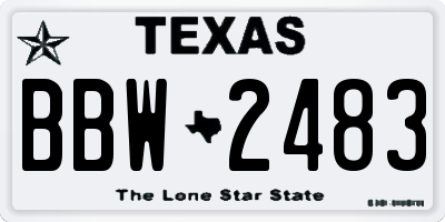 TX license plate BBW2483