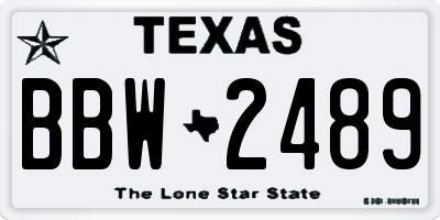 TX license plate BBW2489
