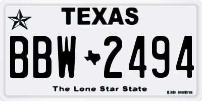 TX license plate BBW2494