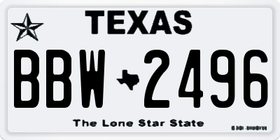 TX license plate BBW2496