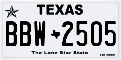 TX license plate BBW2505