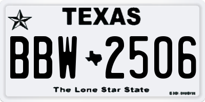 TX license plate BBW2506