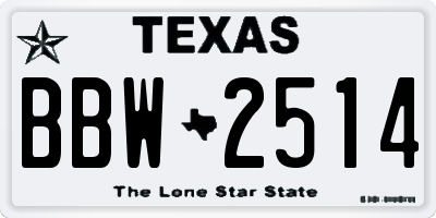 TX license plate BBW2514