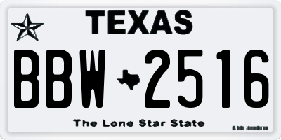 TX license plate BBW2516