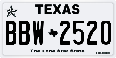 TX license plate BBW2520