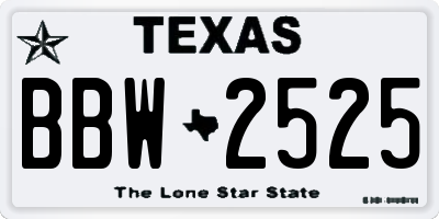TX license plate BBW2525