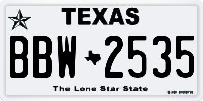 TX license plate BBW2535