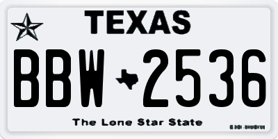 TX license plate BBW2536