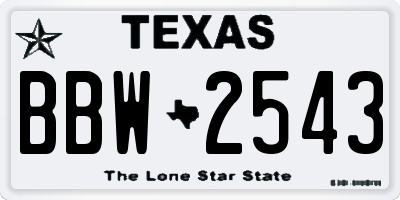 TX license plate BBW2543