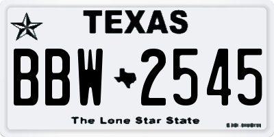TX license plate BBW2545