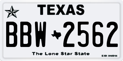TX license plate BBW2562