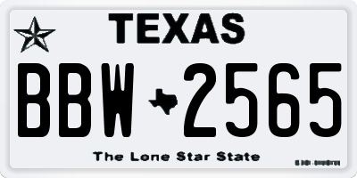 TX license plate BBW2565
