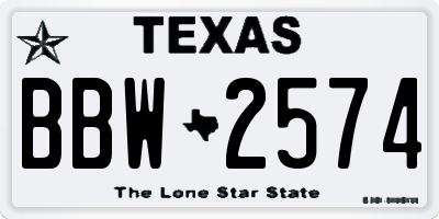 TX license plate BBW2574