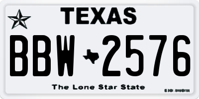 TX license plate BBW2576