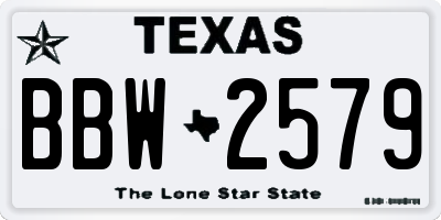 TX license plate BBW2579