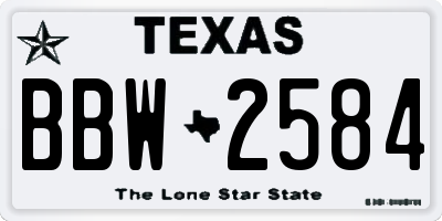 TX license plate BBW2584