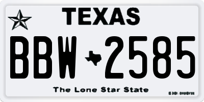 TX license plate BBW2585