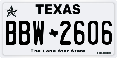 TX license plate BBW2606