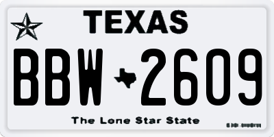 TX license plate BBW2609