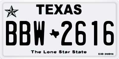 TX license plate BBW2616