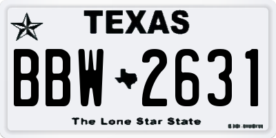 TX license plate BBW2631
