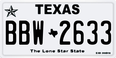 TX license plate BBW2633