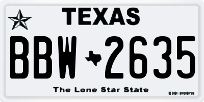 TX license plate BBW2635