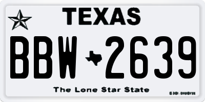 TX license plate BBW2639