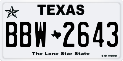 TX license plate BBW2643