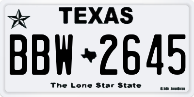 TX license plate BBW2645