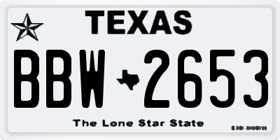 TX license plate BBW2653