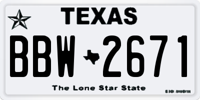 TX license plate BBW2671