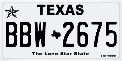 TX license plate BBW2675