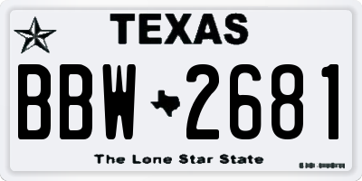 TX license plate BBW2681