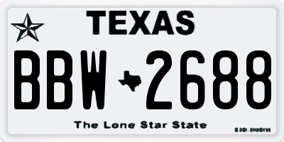 TX license plate BBW2688