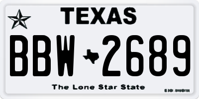 TX license plate BBW2689