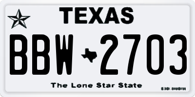 TX license plate BBW2703