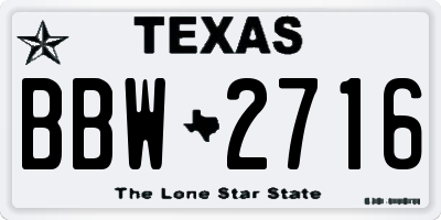 TX license plate BBW2716