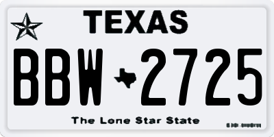 TX license plate BBW2725